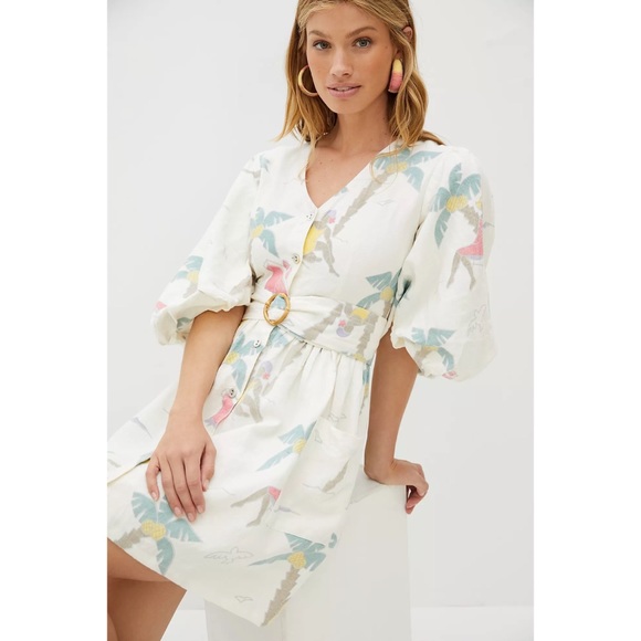 Anthropologie Palm Tree Linen Mini Dress x Place Nationale - Picture 3 of 8